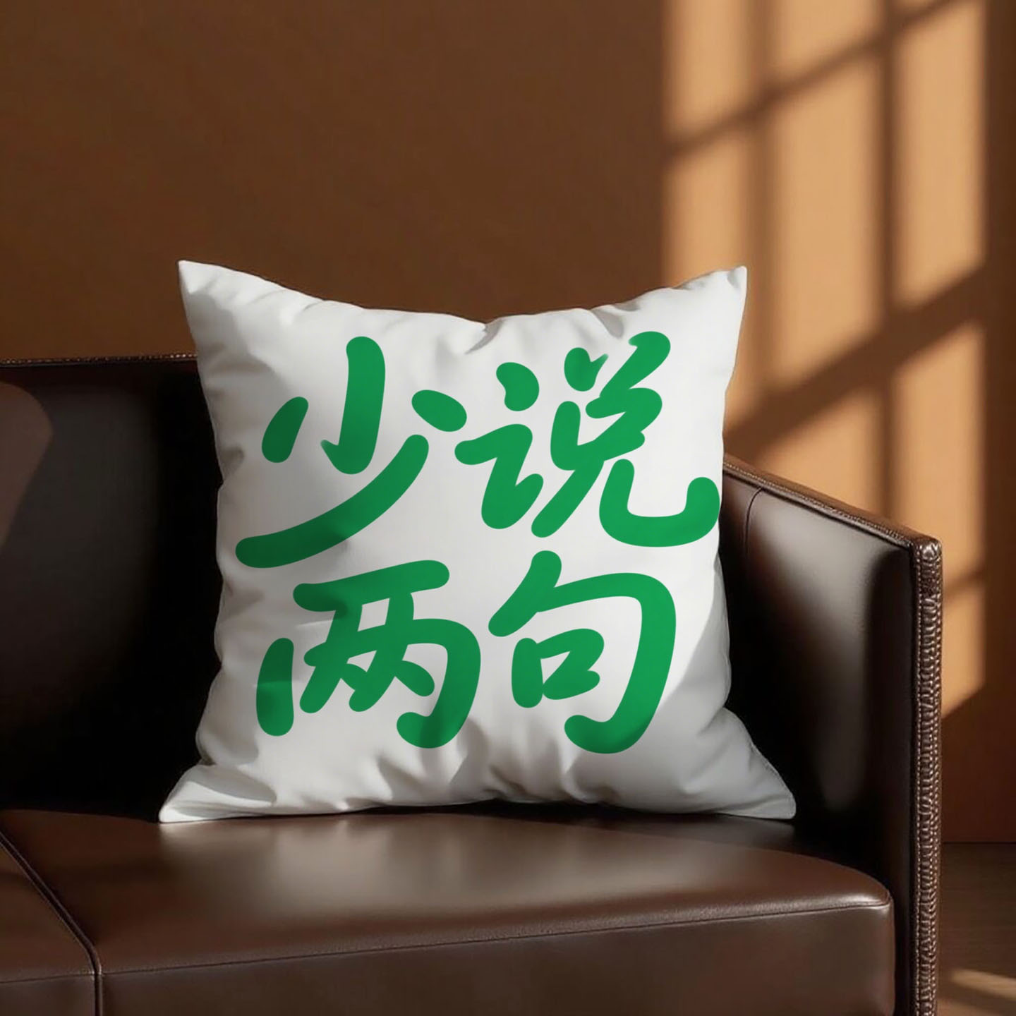 灰底绿字少说两句抱枕含芯桃皮绒护腰爆款ins风励志小众小清新文
