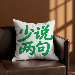ins风励志小众小清新文 灰底绿字少说两句抱枕含芯桃皮绒护腰爆款