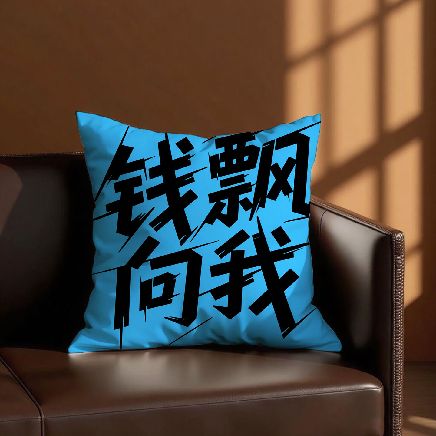 篮底黑字钱飘向我抱枕含芯宝宝绒励志网红爆款方形枕头可拆洗小众