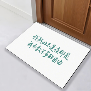不是夜地垫家用玄关踏灰垫ins防滑玄关垫易打理硅 白底绿字我熬