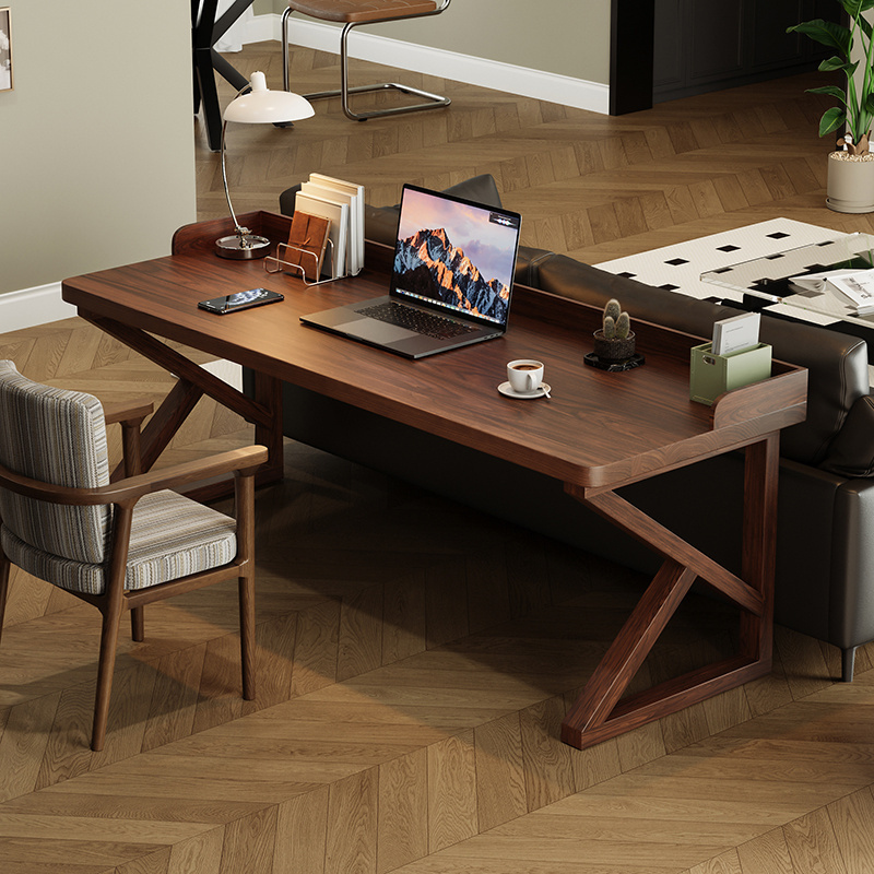 白蜡木挡板电脑桌实木书桌