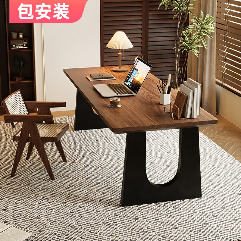 实木半岛书桌客厅书法大长桌子沙发后工作台电脑桌子台式家用卧室