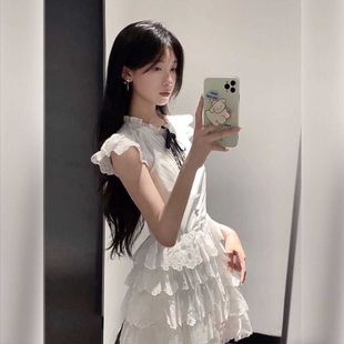 学院风甜美设计感公主蛋糕短裙子 法式 初恋小飞袖 连衣裙女夏季 新款
