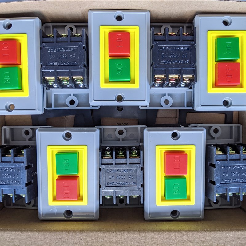 QKS2-5压扣开关机床车床台钻孔机动力控制按钮盒380V 5A大小面板