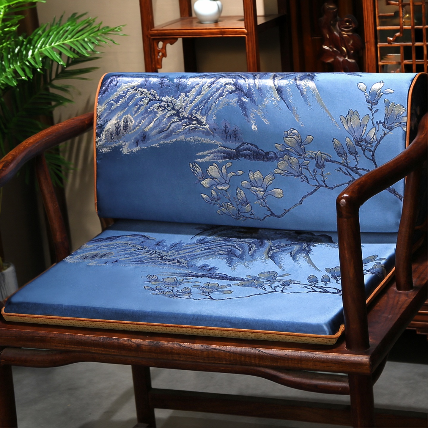 中式坐垫红木沙发坐垫靠垫一体圈椅茶椅垫靠背垫实木椅子垫凳子垫