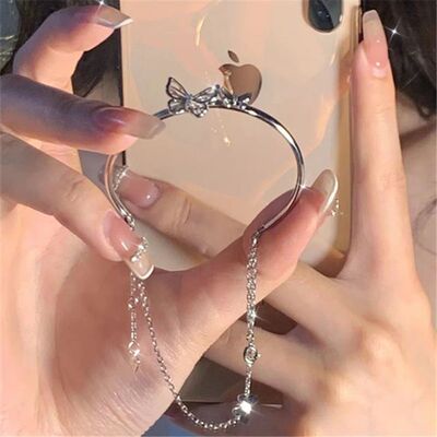 #蝴蝶银手镯轻奢小众精致双层手环高级感镯子闺蜜手链气质手饰品