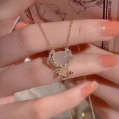 如意平安锁项链女不掉色轻奢小众白玉髓长命锁纯潮流锁骨送女友礼