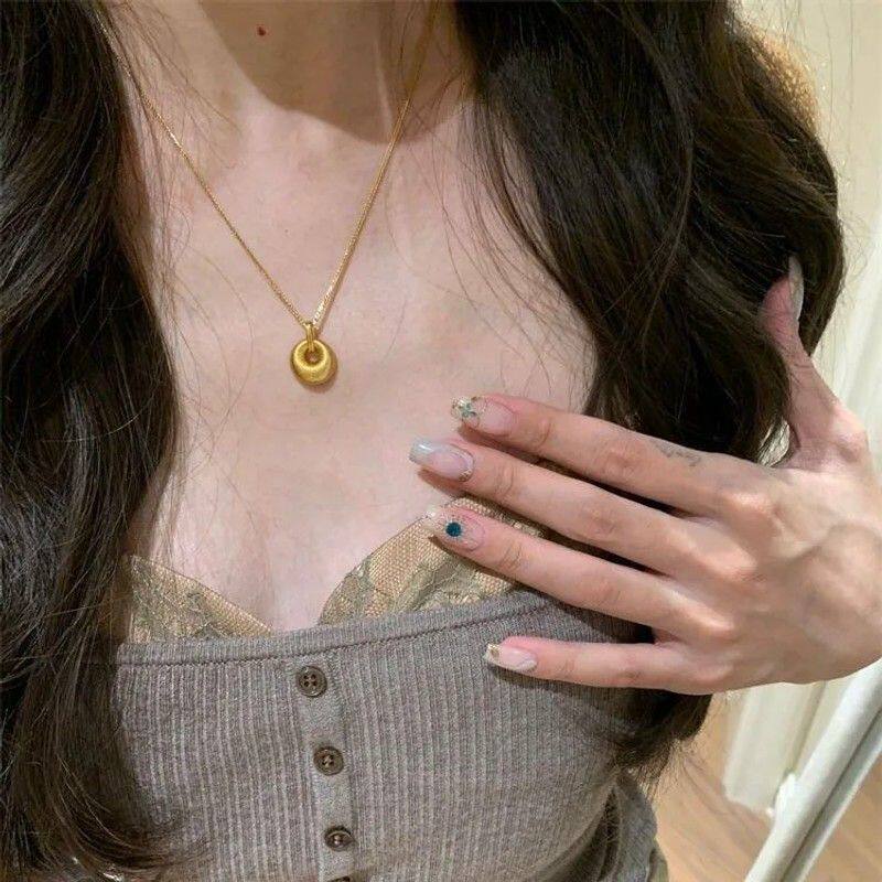 金色拉丝小金坨项链女ins轻奢高级气质锁骨链送女友礼物