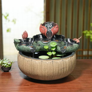 流水摆件循环水招财客厅喷泉家用水景玄关风水球办公室桌面小鱼缸