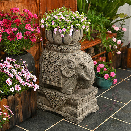 荷府家居树脂新中式欧式大象户外