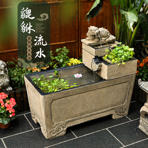 古法鱼鱼中式落地复古茶室摆件