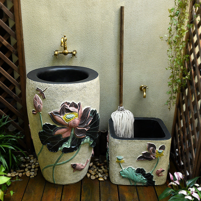 庭院水池台盆室外花园水槽户外洗手台别墅卫浴洗手盆小院子洗衣池