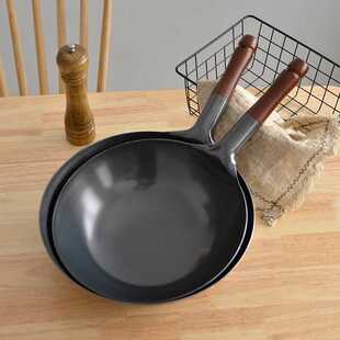 日本原装进口Summit铁流炒锅铁锅圆底家用熟铁不易粘轻便爆炒菜锅