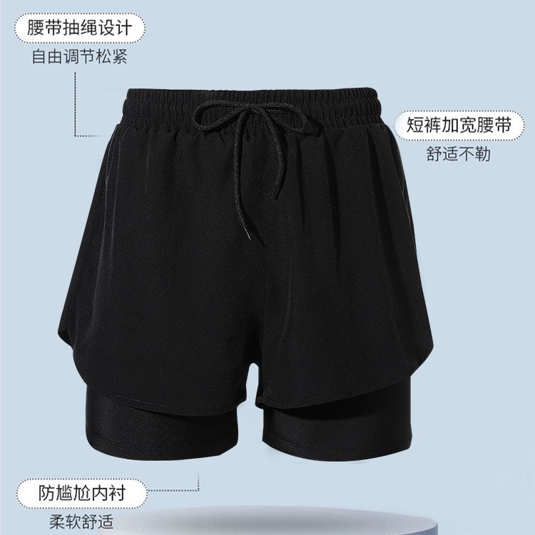 男士泡温泉泳裤男款2025新款防尴尬双层速干大码泳裤游泳装备涤纶