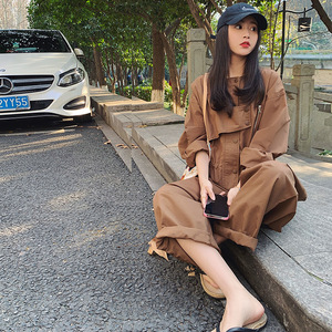 时尚设计感工装连体裤女2025早春新款显瘦垂感高腰长袖休闲连衣裤