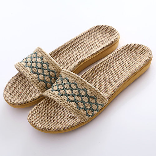 夏季居家平底亚麻凉拖鞋