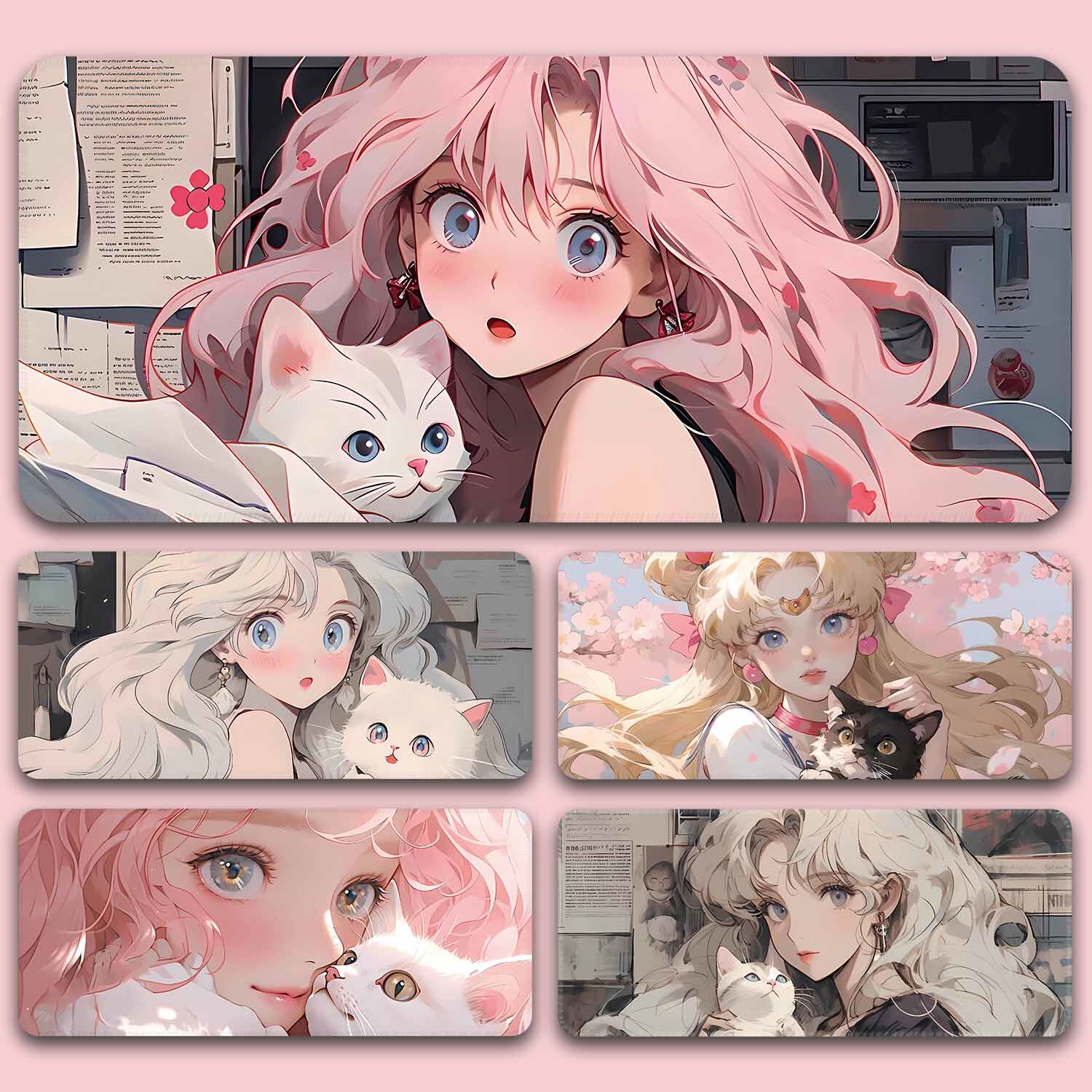 高颜值电脑桌垫 可爱动漫键盘垫 超大尺寸滑鼠垫 办公室用务晓品