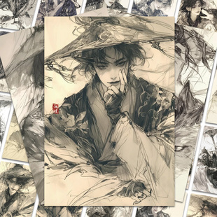 128张复古风帅哥贴纸少年感美男子潇洒公子哥手账手机桌面diy贴画