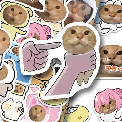 140张蜘蛛耄耋猫贴纸沙雕抽象搞笑萌宠表情趣味手账手机壳贴画diy