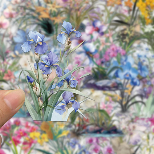 100张兰花贴纸高颜值花卉手账手机壳笔记本水杯桌面装饰防水贴画