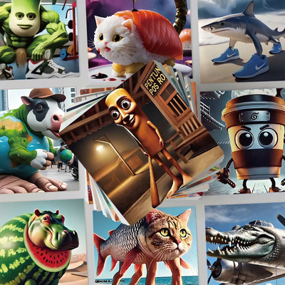 124张外国山海经贴纸抽象沙雕意义不明创意手机壳笔记本装饰贴画