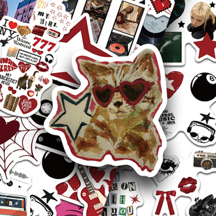 100张美式 饰防水贴画 复古Y2K贴纸甜亚辣妹手账手机壳笔记本水杯装