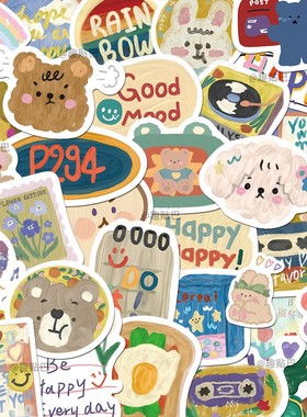 449张ins风韩系水笔画贴纸网红爆款可爱创意个性高级装饰防水贴纸