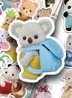 110张Calico Critters森贝儿家族贴纸卡通可爱手账笔记本防水贴画