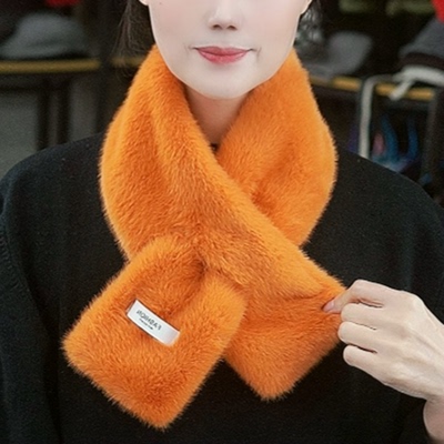 围脖冬季女水貂绒学生韩版百搭兔毛交叉毛绒围巾保暖抗寒