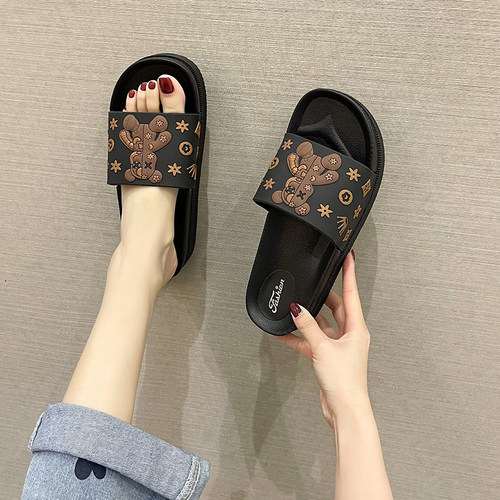 厚底凉拖鞋女夏ins潮韩版可爱室内居家用外穿防滑卡通时尚松糕拖
