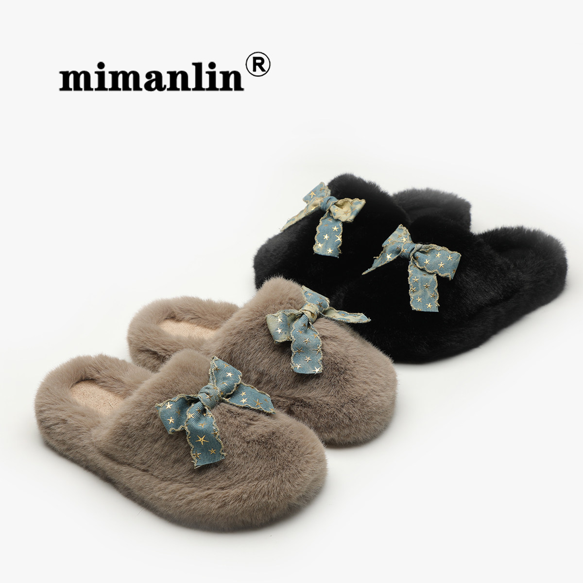 蝴蝶结平底包头毛毛拖鞋女外穿秋冬季2024新款加绒保暖毛毛棉拖鞋,女鞋,毛毛鞋,淘宝优惠券,粉丝福利购,淘宝优惠卷