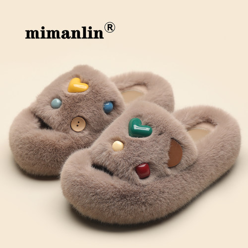 厚底毛毛拖鞋女外穿2024新款秋冬季时尚室内居家加绒懒人一字棉拖