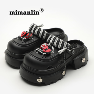 明星同款潮牌高跟洞洞鞋女夏季外穿2025新款防滑软底时尚网红凉鞋