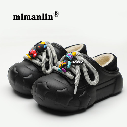 米曼琳2024新款棉拖鞋女包跟秋冬季加绒保暖时尚个性防滑防水棉鞋