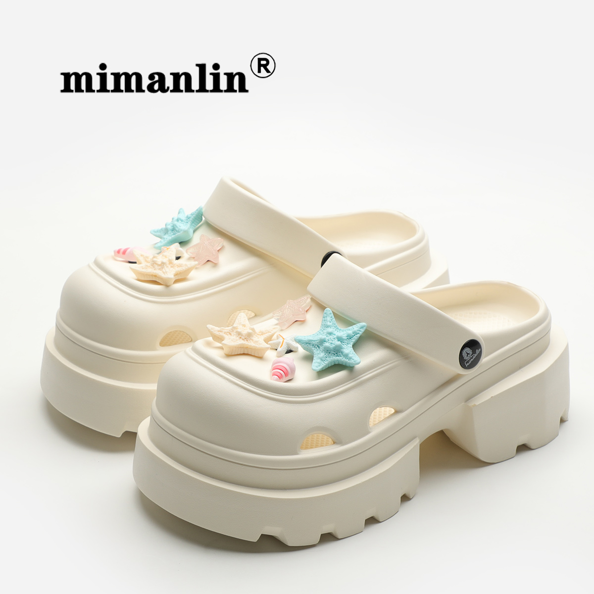 增高7CM凉鞋女夏季外穿新款防滑时尚网红白色护士软底沙滩洞洞鞋