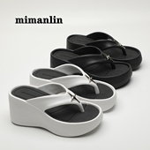 网红沙滩凉拖鞋 拖鞋 增高跟厚底夹脚人字拖夏季 外穿2024新款 女夏季