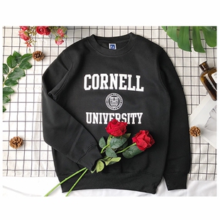 康奈尔大学CORNELL UNIVERSITY校服套头圆领加绒卫衣秋冬男女同款