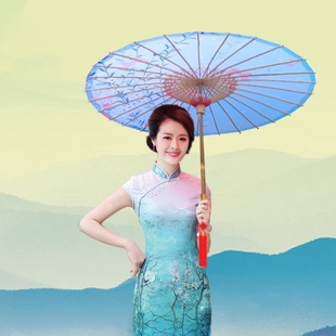 古风油纸伞蓝色小花04拍照走秀舞蹈旗袍火锅酒店茶楼餐厅吊顶装修