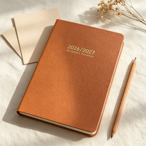 2026年7月-2027年6月硬壳记事本无酸纸周计划本学生用简约pu皮本
