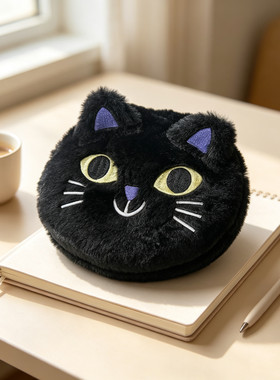 异形卡通猫猫毛绒本空白本子学生奖品笔记本公仔毛绒文具用品本子