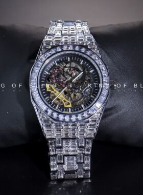 KINGOFBLING 满钻t方镂空机械嘻哈说唱欧美手表