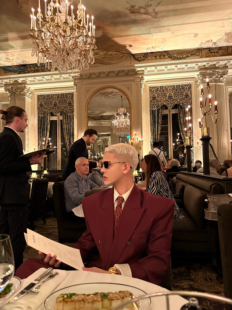 kkkk暗黑风 「巴黎贵公子」 时尚酒红色双排扣西装轻奢阔腿裤套装