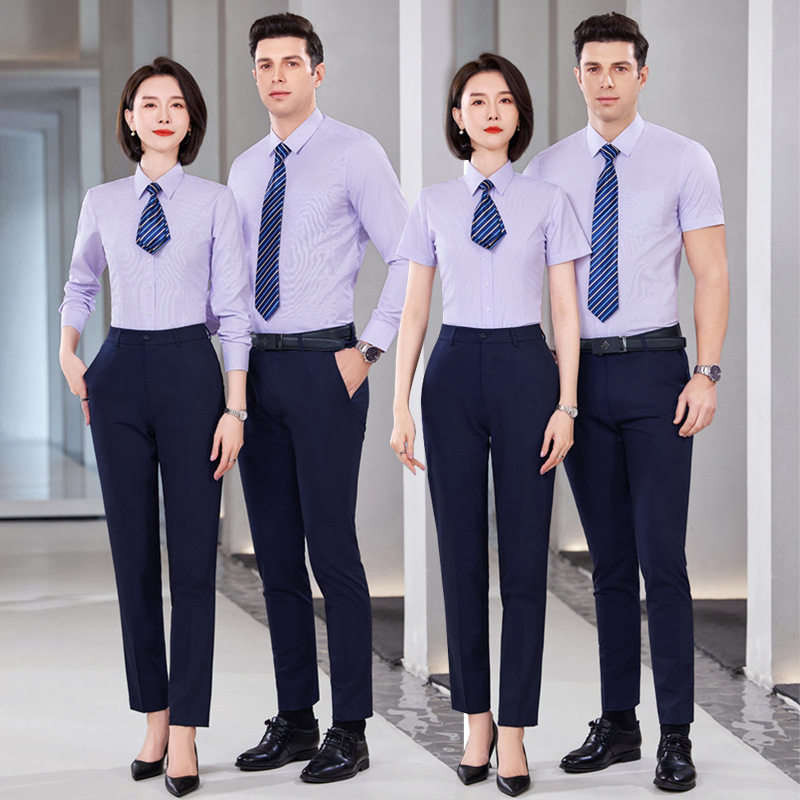KSL-A81白衬衫男女同款职业商务正装工作服酒店工装气质短袖衬衣