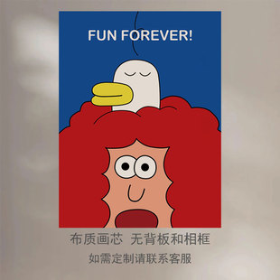 韩国漫画Kimhyeonju创意卡通装饰画芯奶茶店儿童房卧室床头无框画