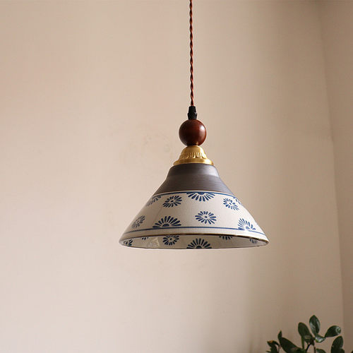 中式釉下彩青花瓷吊灯