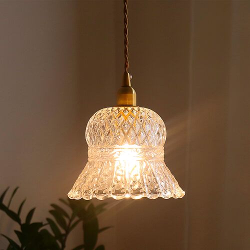 日式复古黄铜玻璃吊灯卧室