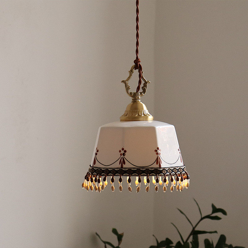 法式复古手绘陶瓷吊灯中古风餐厅吧台玄关过道创意卧室床头小吊灯,家装灯饰光源,床头/玄关/吧台/过道吊灯,淘宝优惠券,粉丝福利购,淘宝优惠卷