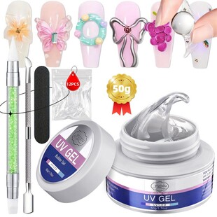 跨境热卖大容量固态不沾手延长胶免纸托可手捏快速延长光疗捏捏胶