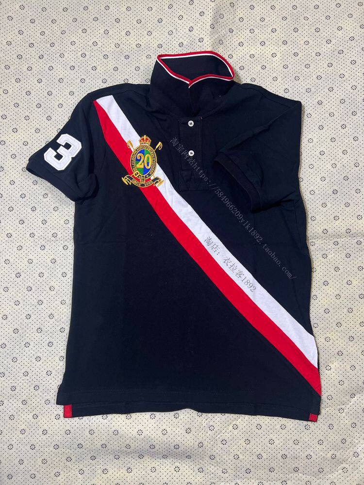 2026夏季新品男士运动polo衫t 恤翻领复古休闲斜条撞色短袖上衣男图片