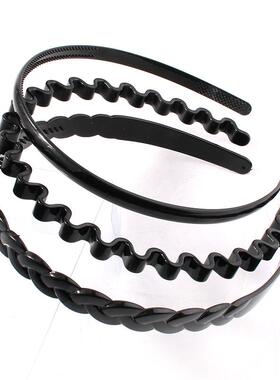 简约黑色防滑带齿发箍洗脸刘海头箍女士成人发卡塑料发夹基础头饰